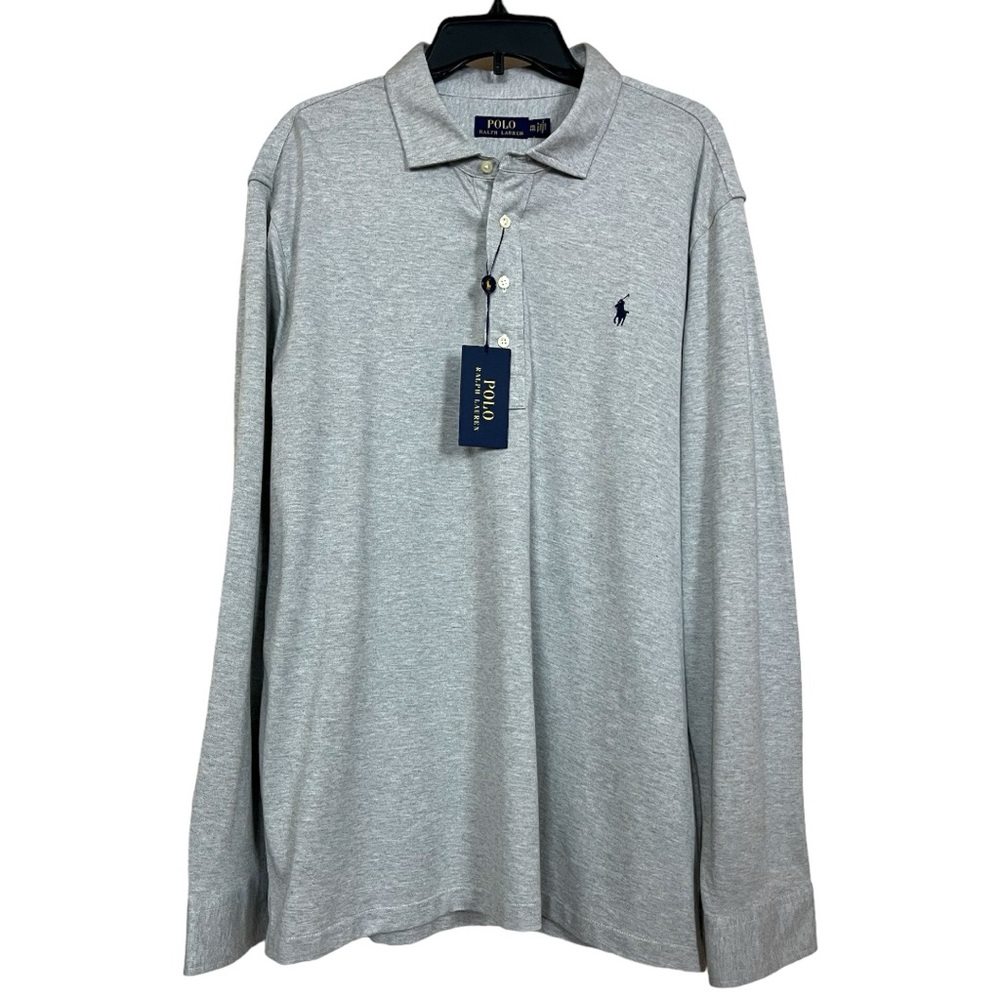 Polo Ralph Lauren Heather Gray Long Sleeve Polo Size XXL NWT